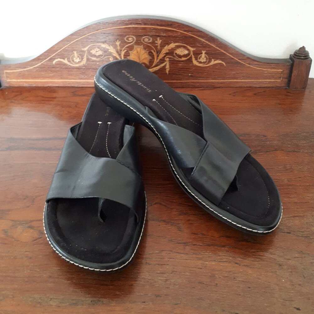 Black Leather Sandals by Easy Spirit in Size 7